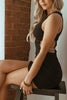 Load image into Gallery viewer, Black Bodycon Round Neck Cut Out Mini Birthday Dress
