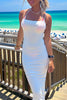 Load image into Gallery viewer, Simple White Sheath Spaghetti Straps Boho Maxi Prom Dress