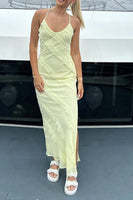 Load image into Gallery viewer, Yellow Halter Sheath Maxi Birthday Dress with Ruffles