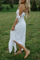Load image into Gallery viewer, Simple White Sheath Off The Shoulder Maxi Prom Dress