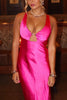 Load image into Gallery viewer, Fuchsia Cut Out Sheath Thick Straps Maxi Prom Dress