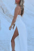 Load image into Gallery viewer, White Sheath Halter Cut Out Maxi Prom Dress with Slit