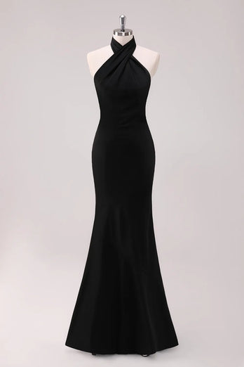 Mermaid Brown Halter Bridesmaid Dress
