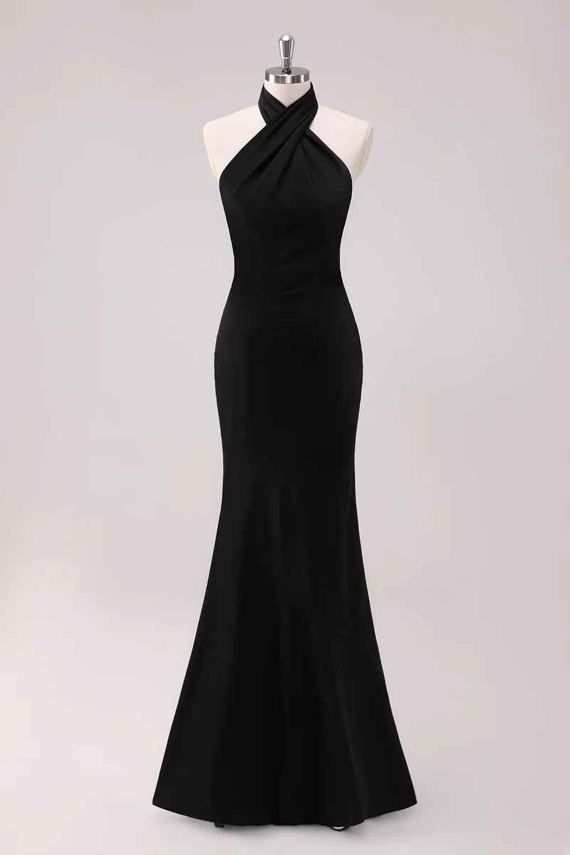 Load image into Gallery viewer, Mermaid Brown Halter Bridesmaid Dress