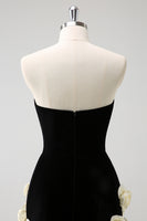Load image into Gallery viewer, Black Tight Strapless Flowers Short Prom Dress