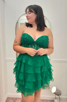 Load image into Gallery viewer, Glitter Lilac A-line Tiered Short Prom Dress with Appliques