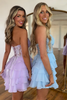 Load image into Gallery viewer, Glitter Lilac A-line Tiered Short Prom Dress with Appliques