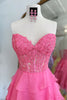 Load image into Gallery viewer, Glitter Lilac A-line Tiered Short Prom Dress with Appliques