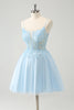 Load image into Gallery viewer, Glitter Blush A-line Tulle Short Prom Dress with Flowers