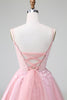Load image into Gallery viewer, Glitter Blush A-line Tulle Short Prom Dress with Flowers