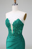 Load image into Gallery viewer, Glitter Dark Green Beaded Tight Appliques Short Prom Dress