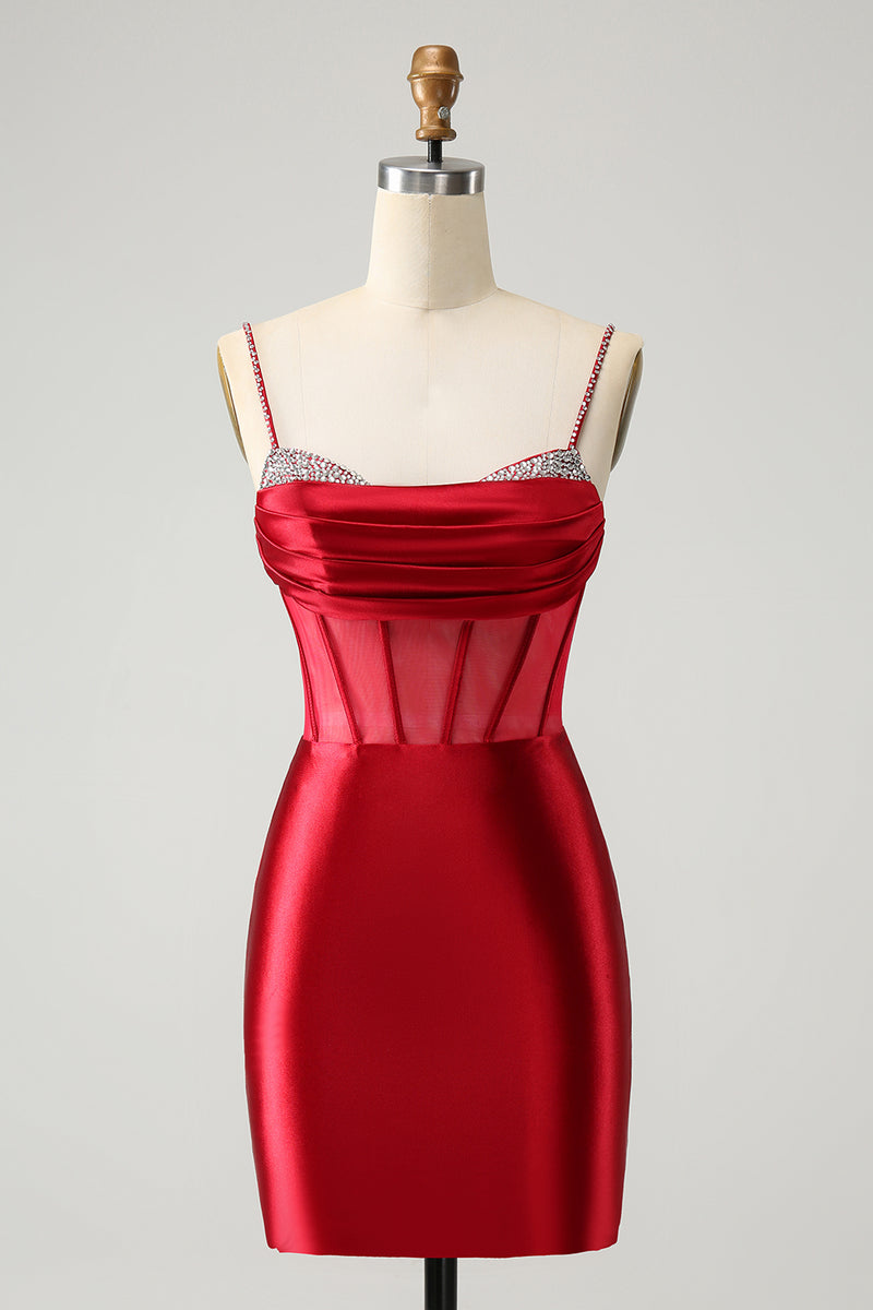 Load image into Gallery viewer, Glitter Fuchsia Corset Beaded Tight Party Dress