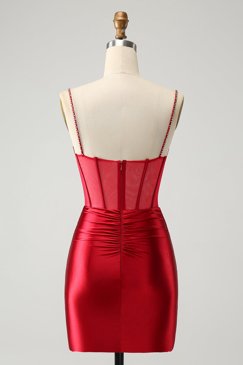 Load image into Gallery viewer, Glitter Fuchsia Corset Beaded Tight Party Dress