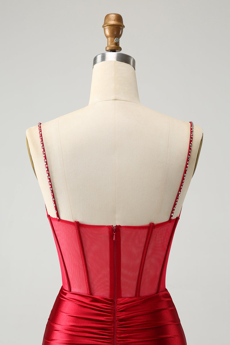 Load image into Gallery viewer, Glitter Fuchsia Corset Beaded Tight Party Dress