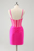 Load image into Gallery viewer, Glitter Fuchsia Corset Beaded Tight Party Dress