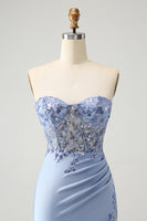 Load image into Gallery viewer, Glitter Lilac Sequined Tight Strapless Corset Party Dress