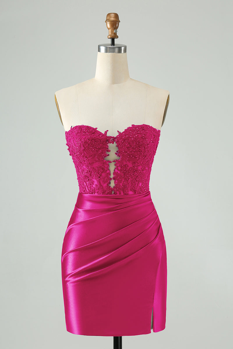 Load image into Gallery viewer, Glitter Royal Blue Beaded Appliques Tight Short Prom Dress