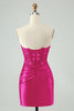 Load image into Gallery viewer, Glitter Royal Blue Beaded Appliques Tight Short Prom Dress