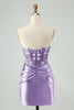 Load image into Gallery viewer, Glitter Royal Blue Beaded Appliques Tight Short Prom Dress