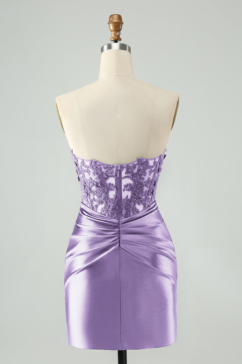 Load image into Gallery viewer, Glitter Royal Blue Beaded Appliques Tight Short Prom Dress