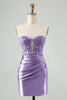 Load image into Gallery viewer, Glitter Royal Blue Beaded Appliques Tight Short Prom Dress
