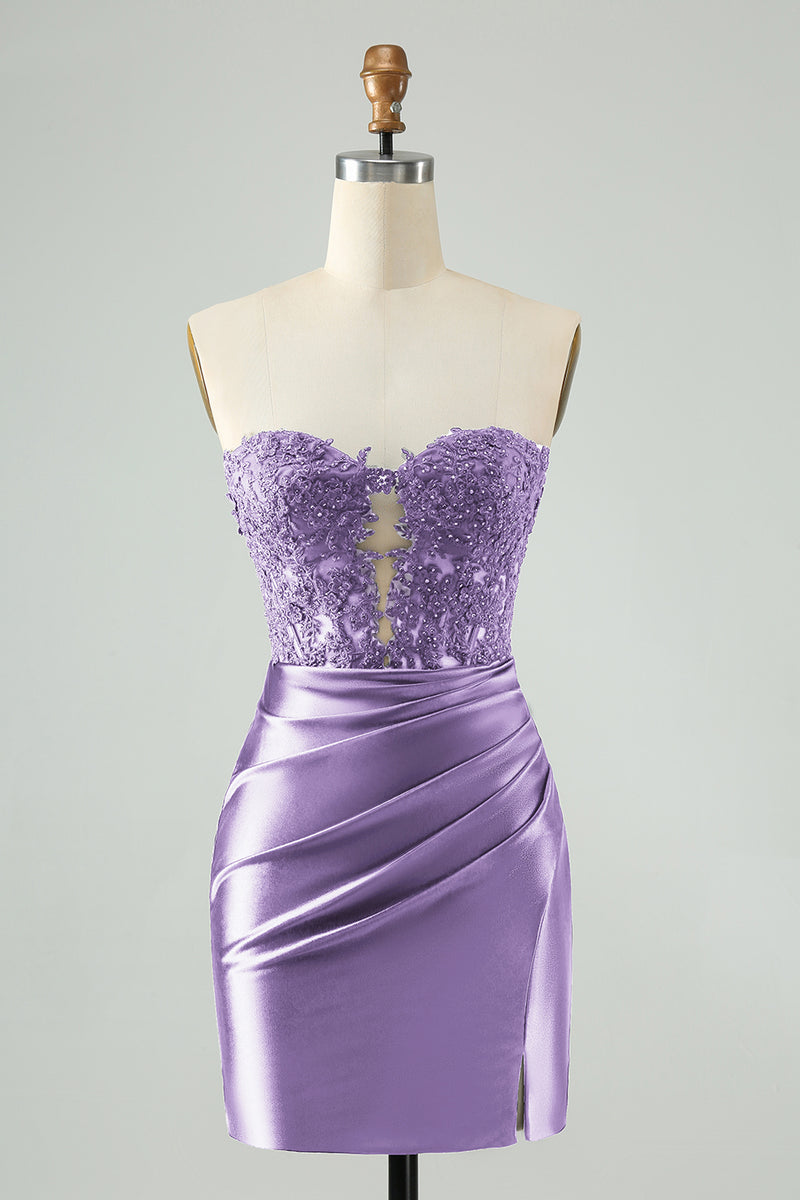 Load image into Gallery viewer, Glitter Royal Blue Beaded Appliques Tight Short Prom Dress