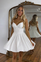 Load image into Gallery viewer, Sparkly Dark Green A-Line Beaded Spaghetti Straps Corset Short Prom Dress