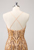 Load image into Gallery viewer, Glitter Hot Pink Sequined Tight V Neck Short Prom Dress with Tassels