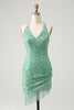 Load image into Gallery viewer, Glitter Fuchsia Sequins Halter Tight Short Prom Dress with Tassels