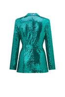 Load image into Gallery viewer, Sparkly Green Sequins Notched Lapel Women Suits with Belt
