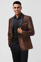 Load image into Gallery viewer, Brown Shawl Lapel One Button Men&#39;s Prom Blazer