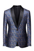 Load image into Gallery viewer, Navy Shawl Lapel One Button Embroidery Men&#39;s Party Blazer