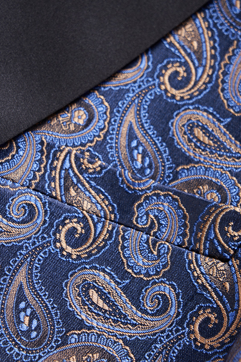 Load image into Gallery viewer, Navy Shawl Lapel One Button Embroidery Men&#39;s Party Blazer
