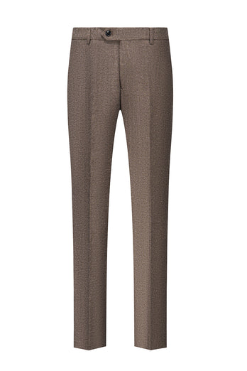Brown 3 Piece Tweed Notched Lapel Men's Prom Suits