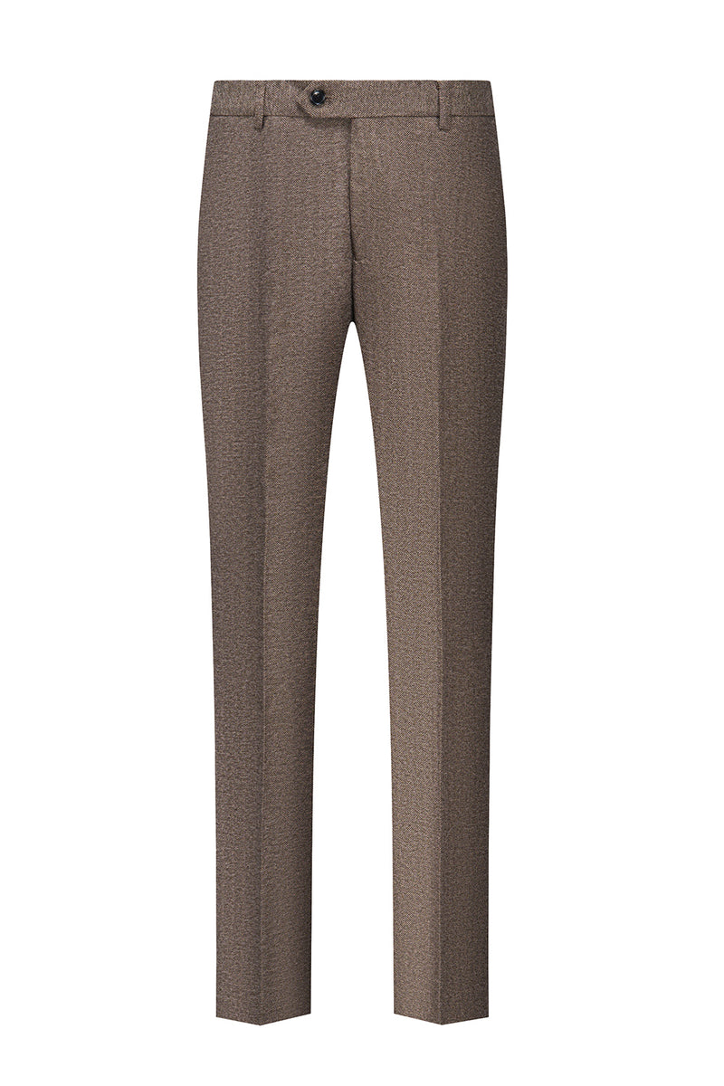 Load image into Gallery viewer, Brown 3 Piece Tweed Notched Lapel Men&#39;s Prom Suits
