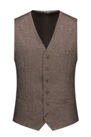 Load image into Gallery viewer, Brown 3 Piece Tweed Notched Lapel Men&#39;s Prom Suits