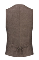 Load image into Gallery viewer, Brown 3 Piece Tweed Notched Lapel Men&#39;s Prom Suits