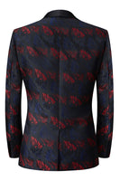 Load image into Gallery viewer, Dark Navy Shawl Lapel Embroidery One Button Men&#39;s Prom Suits