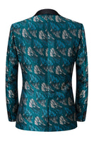 Load image into Gallery viewer, Peacock Green Shawl Lapel Embroidery Men&#39;s Prom Suits