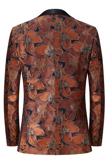 Glitter Brown Shawl Lapel Flowers Men's Prom Suits