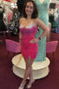 Load image into Gallery viewer, Sparkly Black Beaded Tight Spaghetti Straps Short Prom Dress