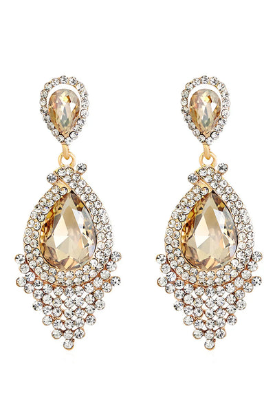 Champagne Tassel Glass Luxury Drop Earrings