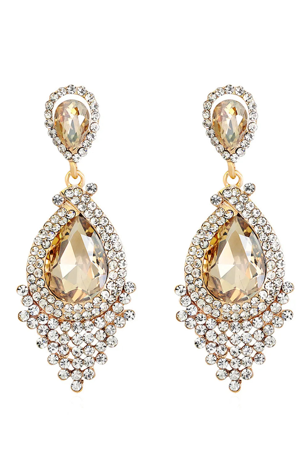 Champagne Tassel Glass Luxury Drop Earrings