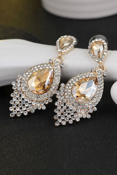 Champagne Tassel Glass Luxury Drop Earrings