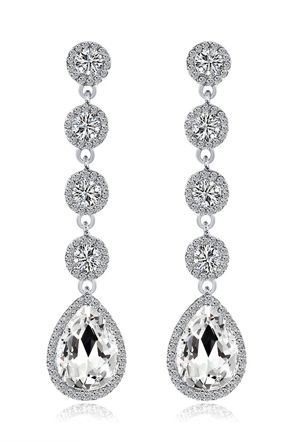 Bridal White Crystal Wedding Earrings