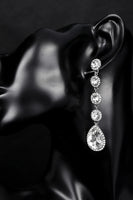 Load image into Gallery viewer, Bridal White Crystal Wedding Earrings