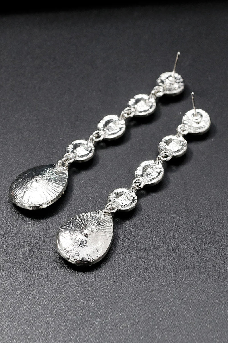 Load image into Gallery viewer, Bridal White Crystal Wedding Earrings