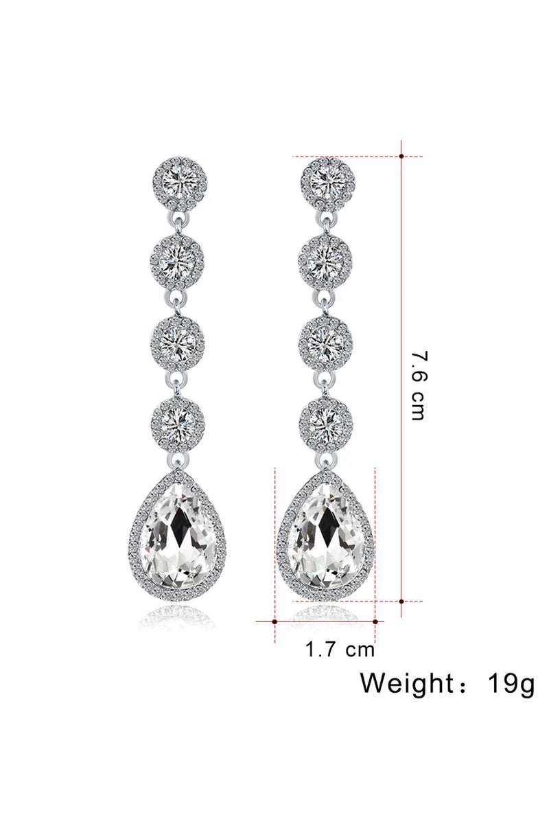 Load image into Gallery viewer, Bridal White Crystal Wedding Earrings