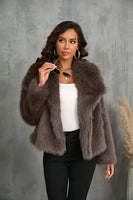 Load image into Gallery viewer, Black Shawl Lapel Short Fitted Faux Fur