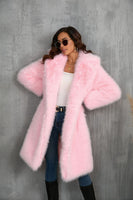 Load image into Gallery viewer, Camel  Notched Lapel Long Faux Fur Long Shaggy Women Coat